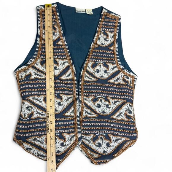 Vintage Newport News Boho Beaded Vest - Size M - Artsy Folk Western Festival - Picture 8 of 8